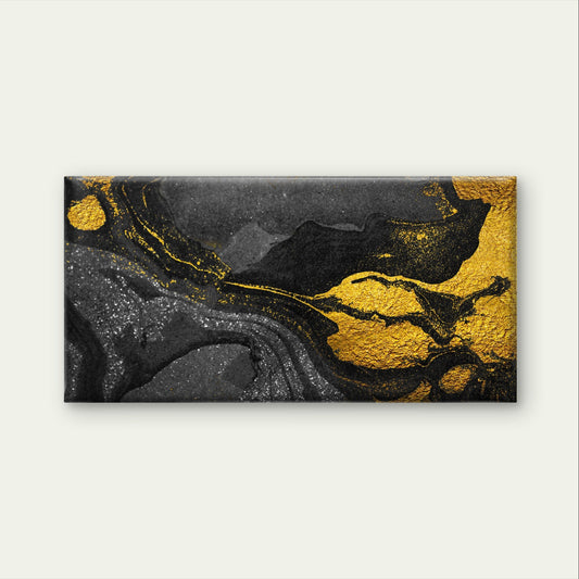 Modern Black Gold Abstract Fluid Wall Art Canvas Office Home Framed 80x45cm