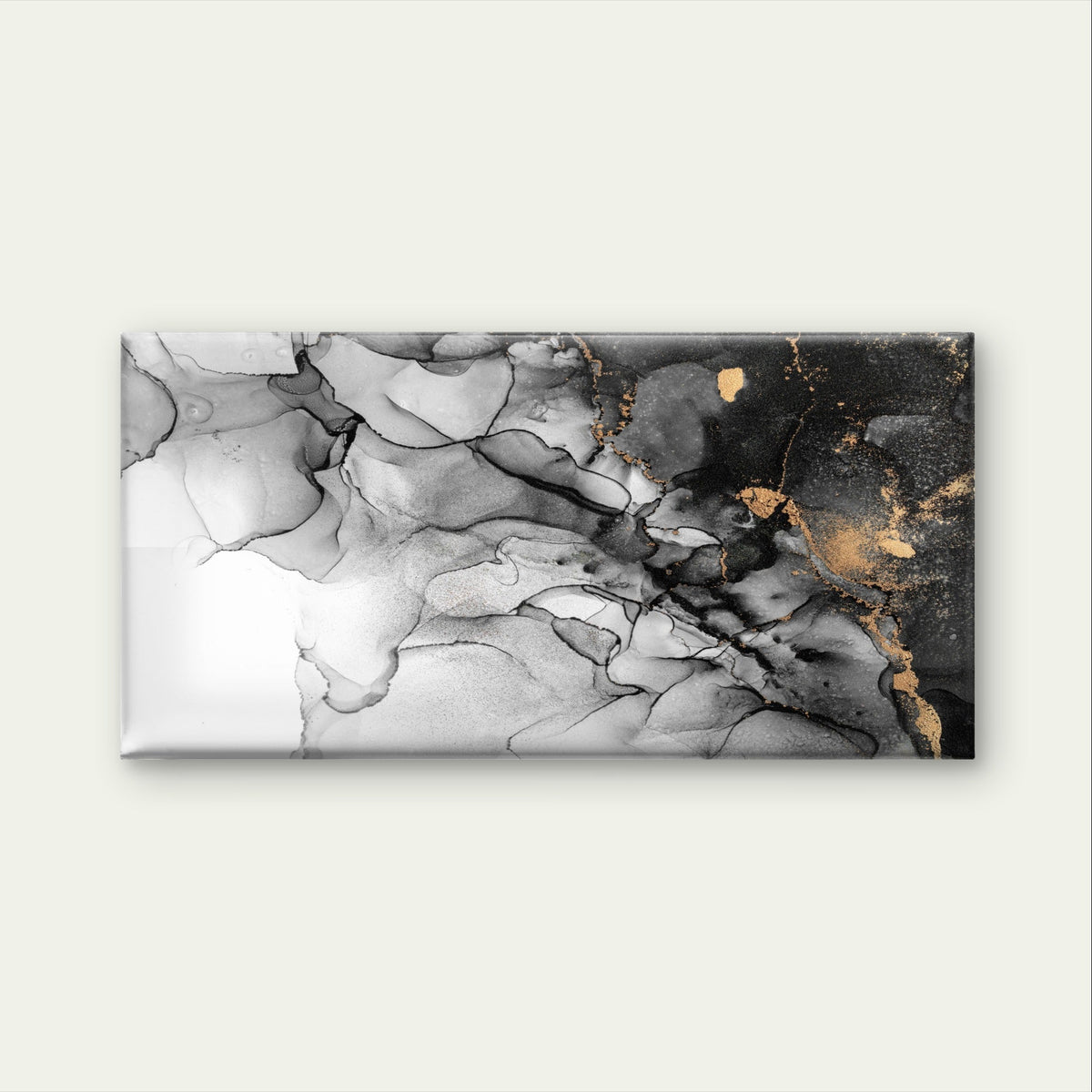 Modern Black White Gold Ink Art Wall Art Canvas Office Home Framed 120x60cm