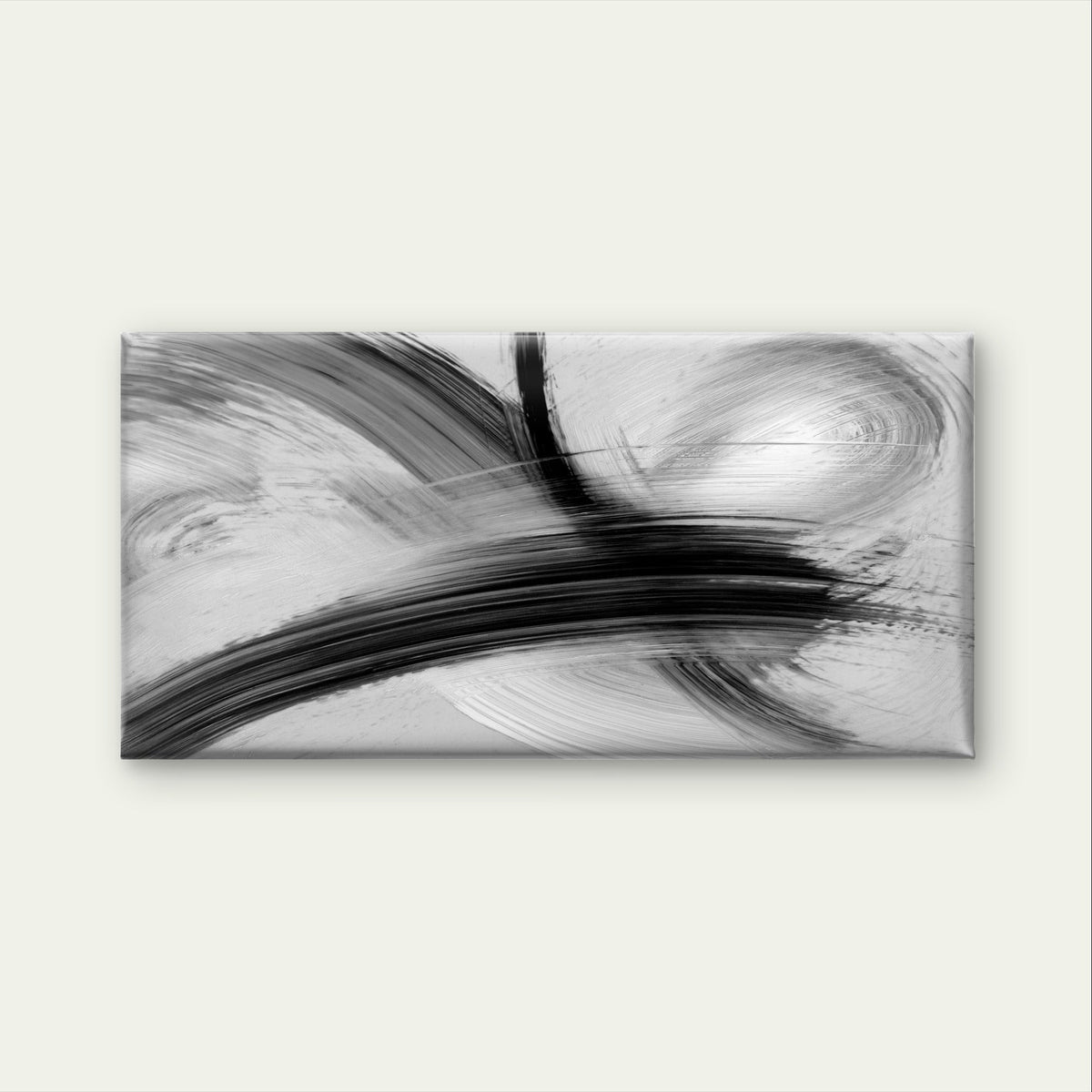 Modern Black White Brush Stroke Wall Art Canvas Office Home Framed 80x45cm