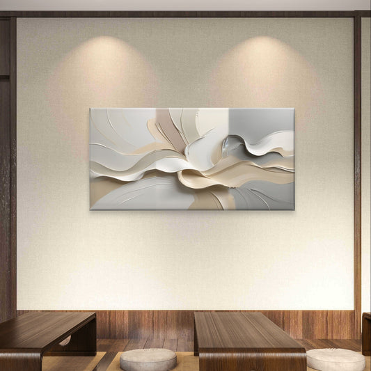 Minimalist Neutral Abstract Beige Wall Art Canvas Office Home Framed 80x45cm