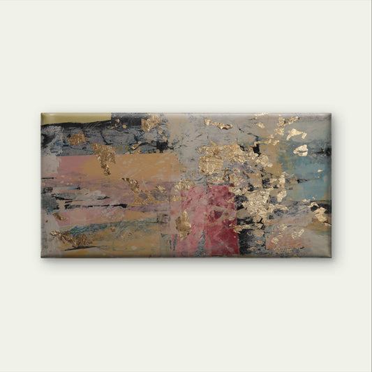 Gold Foil Abstract Metallic Texture Wall Art Canvas Office Home Framed 80x45cm