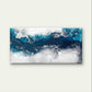 Abstract Blue Silver Fluid Alcohol Wall Art Canvas Office Home Framed 80x45cm