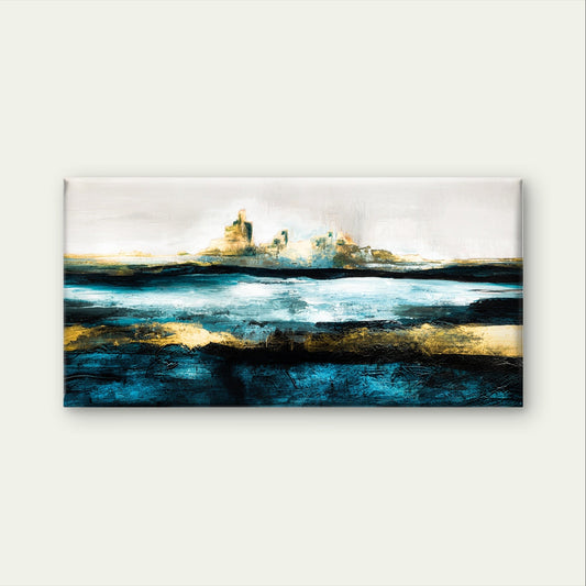Modern Seascape Abstract Coastal Wall Art Canvas Office Home Framed 80x45cm