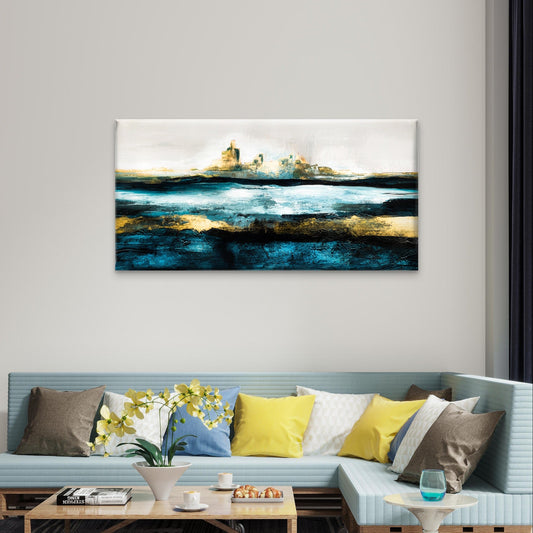 Modern Seascape Abstract Coastal Wall Art Canvas Office Home Framed 80x45cm