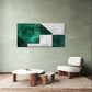 Abstract Green Geometric Gold Lines Wall Art Canvas Office Home Framed 120x60cm