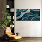 Luxury Turquoise Flowing Silk Pattern Wall Art Canvas Office Home Framed 120x60cm