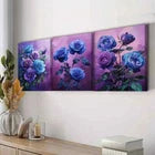 3pcs Purple Rose at Night Beauty Color Perfect Wall Art Set Canvas Framed 40x60cm - High Quality Print 100% Australian Made Wall Canvas Ready to Hang