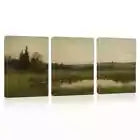 3pcs Retro Scenery with Lake & Grass Wall Art Set Canvas Framed 40x60cm - High Quality Print 100% Australian Made Wall Canvas Ready to Hang