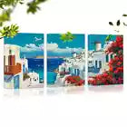 3pcs Beautiful Seaside with Flowers and Seagulls Wall Art Set Canvas Framed 40x60cm - High Quality Print 100% Australian Made Wall Canvas Ready to Hang