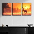 3pcs Deer at Sunset Shine Beauty Nature Perfect Wall Art Set Canvas Framed 40x60cm - High Quality Print 100% Australian Made Wall Canvas Ready to Hang