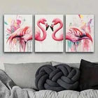 3pcs Two Lovers of Flamingos Colorful Perfect Wall Art Set Canvas Framed 40x60cm - High Quality Print 100% Australian Made Wall Canvas Ready to Hang