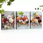 3pcs Vibrant Flowers with Grey background Wall Art Set Canvas Framed 40x60cm - High Quality Print 100% Australian Made Wall Canvas Ready to Hang