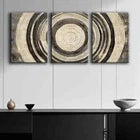 3pcs Round Wood Grain Pattern Charm Perfect Wall Art Set Canvas Framed 40x60cm - High Quality Print 100% Australian Made Wall Canvas Ready to Hang