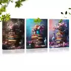 3pcs Enchanting & Vintage Floral and Old Books Wall Art Set Canvas Framed 40x60cm - High Quality Print 100% Australian Made Wall Canvas Ready to Hang