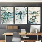 3pcs Colourful Dragonfly and Branches Metal Print Ready to Hang Art