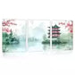 3pcs Traditional Chinese Landscape with Pagoda Wall Art Set Canvas Framed 40x60cm - High Quality Print 100% Australian Made Wall Canvas Ready to Hang