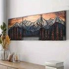 3pcs Pine Mountain Nature Forest Dark Perfect Wall Art Set Canvas Framed 40x60cm - High Quality Print 100% Australian Made Wall Canvas Ready to Hang