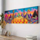 3pcs Giraffe World Colorful Painting Perfect Wall Art Set Canvas Framed 40x60cm - High Quality Print 100% Australian Made Wall Canvas Ready to Hang