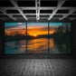 3pcs Beautiful Sunset Over Countryside Trees Metal Print Ready to Hang Art