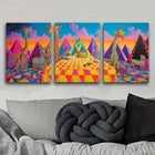 3pcs Giraffe World Colorful Painting Perfect Wall Art Set Canvas Framed 40x60cm - High Quality Print 100% Australian Made Wall Canvas Ready to Hang