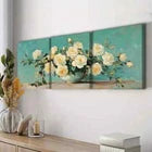 3pcs White Roses in Vase Beauty Colorful Perfect Wall Art Set Canvas Framed 40x60cm - High Quality Print 100% Australian Made Wall Canvas Ready to Hang