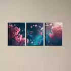 3pcs Elegant Swallows with Modern Pink Florals Wall Art Set Canvas Framed 40x60cm - High Quality Print 100% Australian Made Wall Canvas Ready to Hang