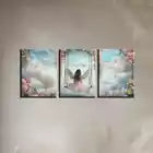 3pcs Enchanting Angel Sitting On A Floral Swing Wall Art Set Canvas Framed 40x60cm - High Quality Print 100% Australian Made Wall Canvas Ready to Hang