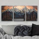 3pcs Pine Mountain Nature Forest Dark Perfect Wall Art Set Canvas Framed 40x60cm - High Quality Print 100% Australian Made Wall Canvas Ready to Hang