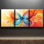 3pcs Colorful Butterfly Shaped Floral Triptych Art Set Canvas Framed 40x60cm - High Quality Print 100% Australian Made Wall Canvas Ready to Hang