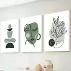 3pcs Minimalist Monochrome Botanical design Wall Art Set Canvas Framed 40x60cm - High Quality Print 100% Australian Made Wall Canvas Ready to Hang