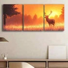 3pcs Deer at Sunset Shine Beauty Nature Perfect Wall Art Set Canvas Framed 40x60cm - High Quality Print 100% Australian Made Wall Canvas Ready to Hang