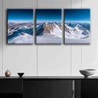 3pcs Snow Capped Mountains Blue Sky Perfect Wall Art Set Canvas Framed 40x60cm - High Quality Print 100% Australian Made Wall Canvas Ready to Hang