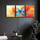 3pcs Colorful Butterfly Shaped Floral Triptych Art Set Canvas Framed 40x60cm - High Quality Print 100% Australian Made Wall Canvas Ready to Hang