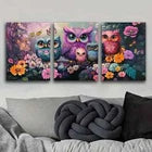 3pcs Many Lovely Owls Colorful Painting Perfect Wall Art Set Canvas Framed 40x60cm - High Quality Print 100% Australian Made Wall Canvas Ready to Hang
