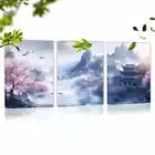 3pcs Traditional Chinese Landscape Serene Floral Wall Art Set Canvas Framed 40x60cm - High Quality Print 100% Australian Made Wall Canvas Ready to Hang