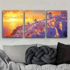 3pcs Beautiful Santorini Sunset View Perfect Wall Art Set Canvas Framed 40x60cm - High Quality Print 100% Australian Made Wall Canvas Ready to Hang