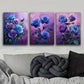 3pcs Purple Rose at Night Beauty Color Perfect Wall Art Set Canvas Framed 40x60cm - High Quality Print 100% Australian Made Wall Canvas Ready to Hang