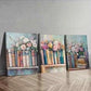 3pcs Books on the Shelf Colorful Beauty Perfect Wall Art Set Canvas Framed 40x60cm - High Quality Print 100% Australian Made Wall Canvas Ready to Hang