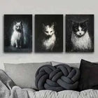 3pcs Beautiful Cat Black Darkness Perfect Wall Art Set Canvas Framed 40x60cm - High Quality Print 100% Australian Made Wall Canvas Ready to Hang