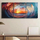 3pcs Triple Pack Sunset Watergate Ocean Wave Wall Art Set Canvas Framed 40x60cm - High Quality Print 100% Australian Made Wall Canvas Ready to Hang