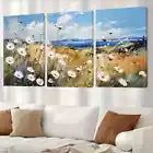 3pcs Modern Vibrant Coastal Wildflower Wall Art Set Canvas Framed 40x60cm - High Quality Print 100% Australian Made Wall Canvas Ready to Hang