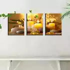 3pcs Relaxing Zen And Flowers Candles with stone Wall Art Set Canvas Framed 40x60cm - High Quality Print 100% Australian Made Wall Canvas Ready to Hang