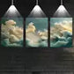 3pcs Peaceful Abstract Golden Scenery Wall Art Set Canvas Framed 40x60cm - High Quality Print 100% Australian Made Wall Canvas Ready to Hang