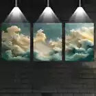 3pcs Peaceful Abstract Golden Scenery Wall Art Set Canvas Framed 40x60cm - High Quality Print 100% Australian Made Wall Canvas Ready to Hang