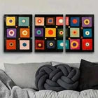 3pcs Colorful Square Modern Colorful Perfect Wall Art Set Canvas Framed 40x60cm - High Quality Print 100% Australian Made Wall Canvas Ready to Hang