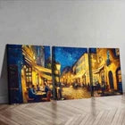 3pcs Night Street Café Scene Darkness Perfect Wall Art Set Canvas Framed 40x60cm - High Quality Print 100% Australian Made Wall Canvas Ready to Hang