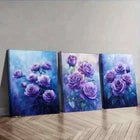 3pcs Purple Rose Night Colorful Beauty Perfect Wall Art Set Canvas Framed 40x60cm - High Quality Print 100% Australian Made Wall Canvas Ready to Hang