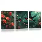 3pcs Charming Swallows Flying and Floral Roses Wall Art Set Canvas Framed 40x60cm - High Quality Print 100% Australian Made Wall Canvas Ready to Hang
