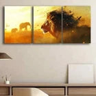 3pcs Majestic Lion Sunset Shine Strong Perfect Wall Art Set Canvas Framed 40x60cm - High Quality Print 100% Australian Made Wall Canvas Ready to Hang