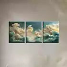 3pcs Peaceful Abstract Golden Scenery Wall Art Set Canvas Framed 40x60cm - High Quality Print 100% Australian Made Wall Canvas Ready to Hang